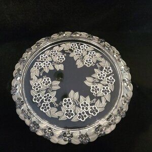 Mikasa Carmen Cake Plate Walther Crystal Germany Round Rimmed Clear Frosted 13"